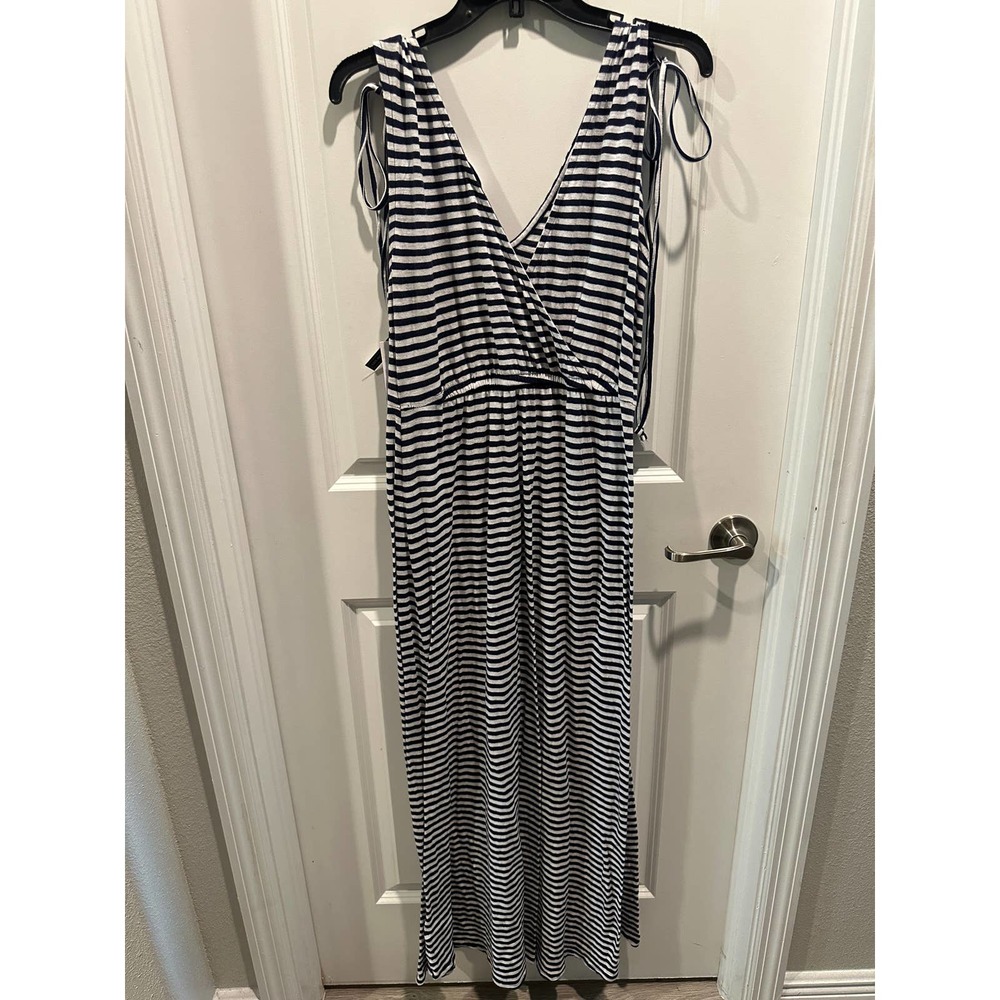 Nordstrom rack STRIPED MAXI DRESS IN NAVY- WHITE BROOKE STRIPE - Picture 8 of 10